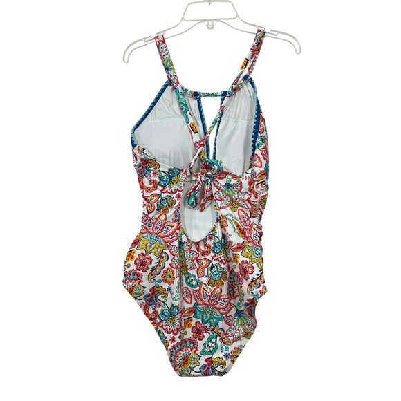 La Blanca Gypsy Soul High Neck Keyhole One Piece Swimsuit Multicolor Paisley 12 - Picture 7 of 9
